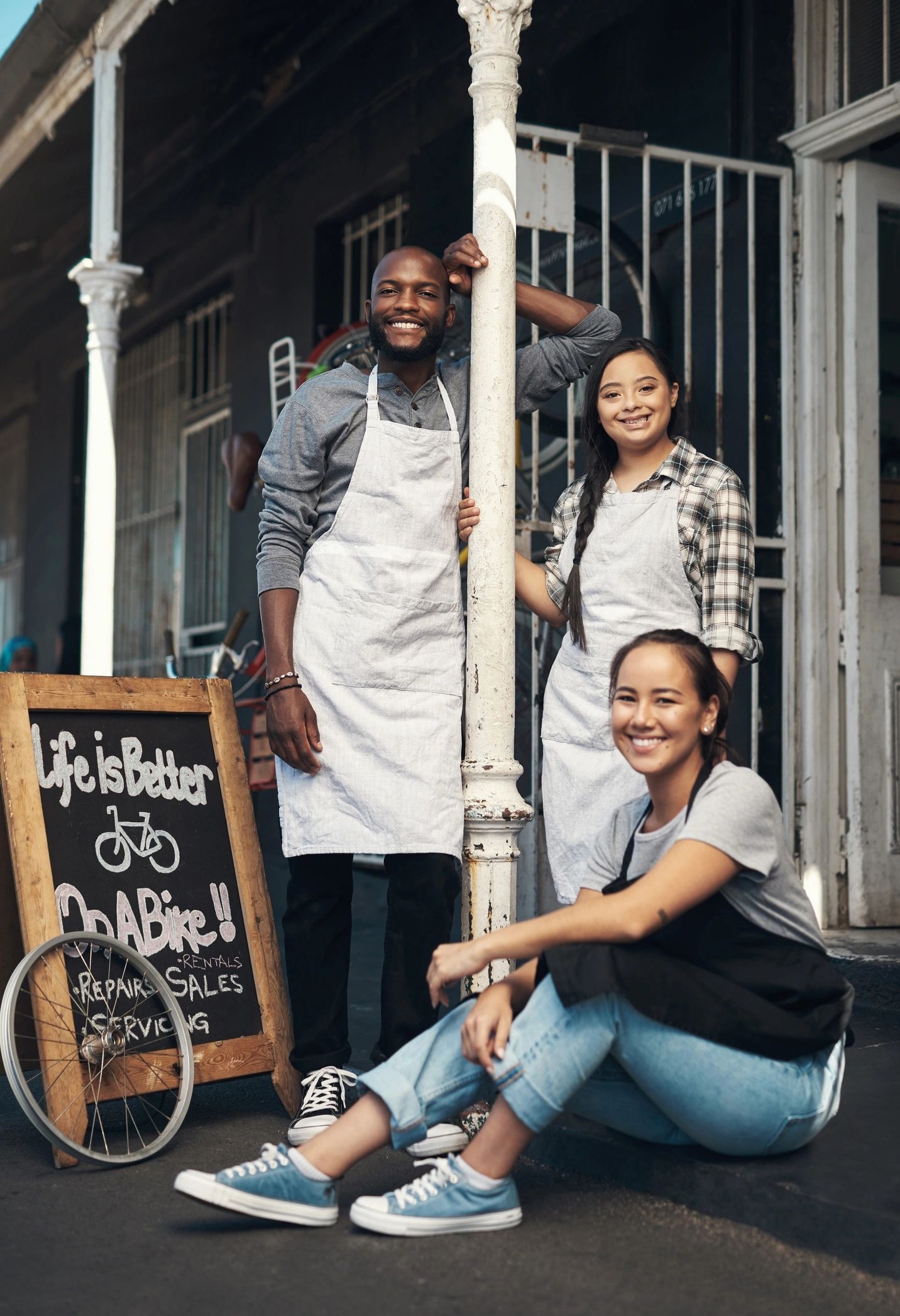 Portrait representing happy local customers