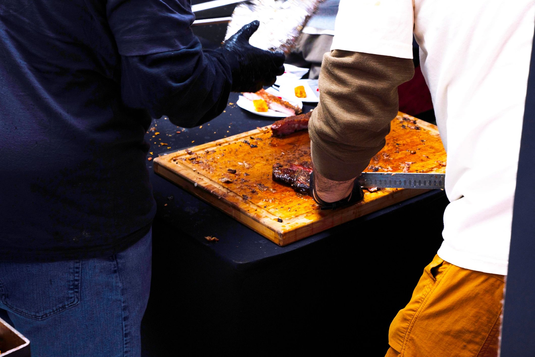 Team member preparing fresh food with care